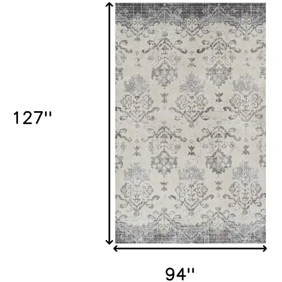 Gray and Ivory Oriental Area Rug Photo 7