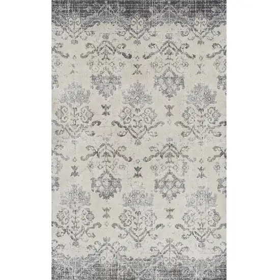 Gray and Ivory Oriental Area Rug Photo 5