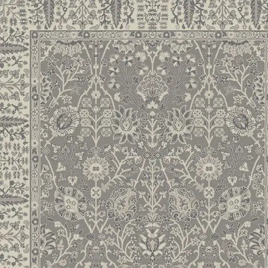 Gray and Ivory Oriental Area Rug Photo 3