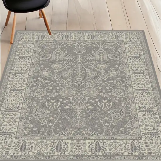 Gray and Ivory Oriental Area Rug Photo 1