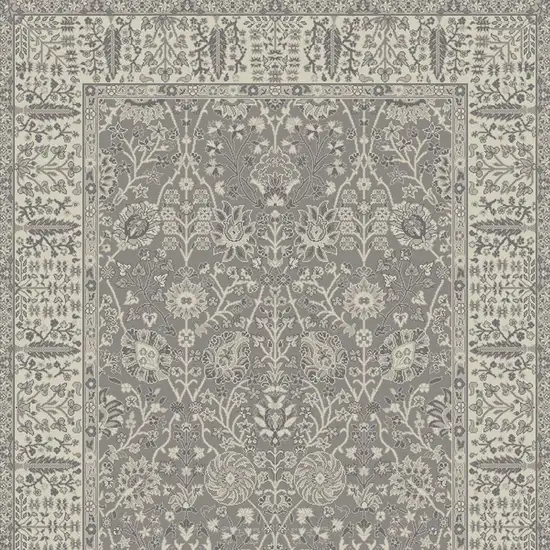 Gray and Ivory Oriental Area Rug Photo 4