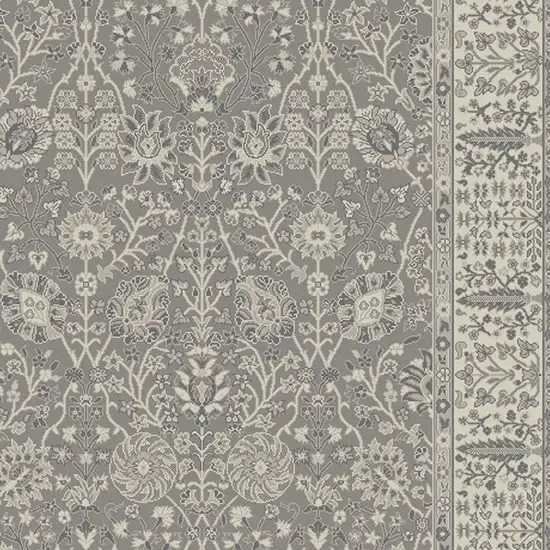 Gray and Ivory Oriental Area Rug Photo 3