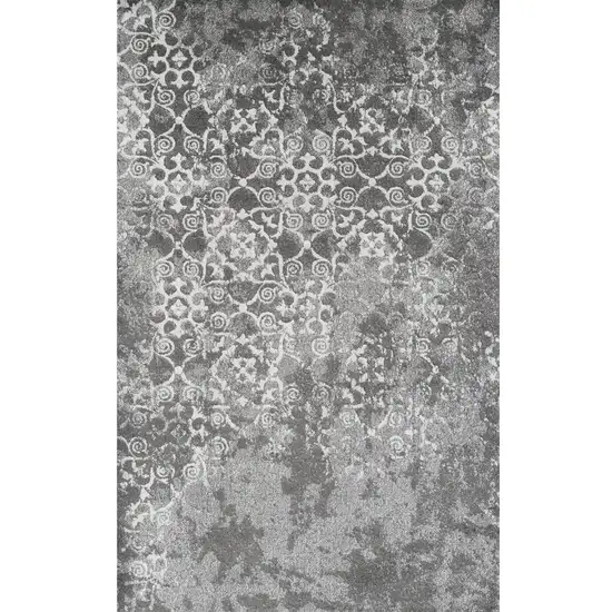 Gray and Ivory Oriental Distressed Area Rug Photo 2