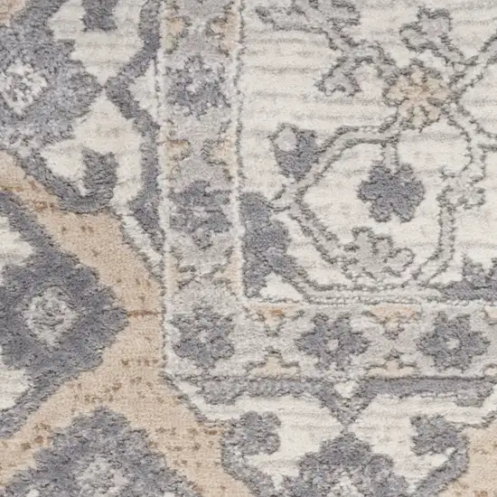 Gray and Ivory Oriental Power Loom Area Rug Photo 7