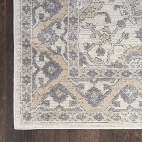 Gray and Ivory Oriental Power Loom Area Rug Photo 3