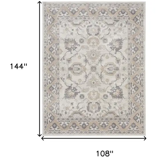 Gray and Ivory Oriental Power Loom Area Rug Photo 10