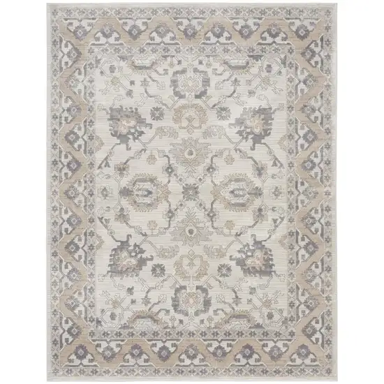 Gray and Ivory Oriental Power Loom Area Rug Photo 1