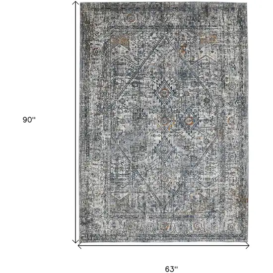 Gray and Ivory Oriental Power Loom Area Rug Photo 7