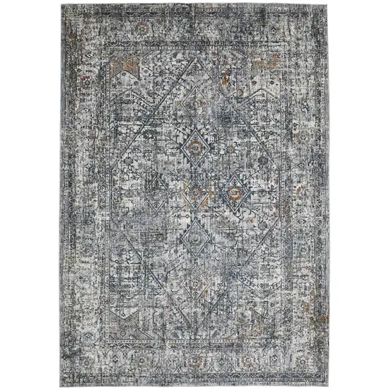 Gray and Ivory Oriental Power Loom Area Rug Photo 1