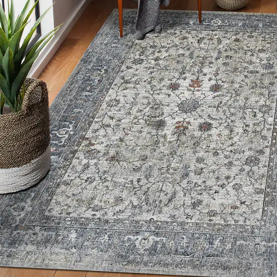 Gray and Ivory Oriental Power Loom Area Rug Photo 5