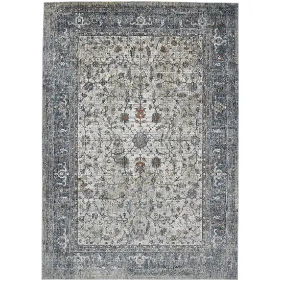 Gray and Ivory Oriental Power Loom Area Rug Photo 1