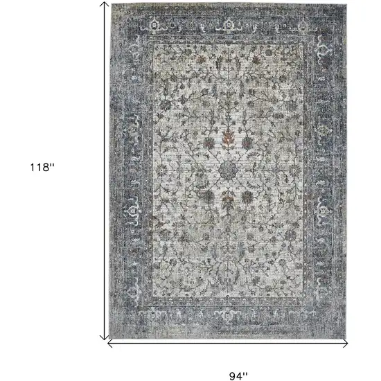 Gray and Ivory Oriental Power Loom Area Rug Photo 6