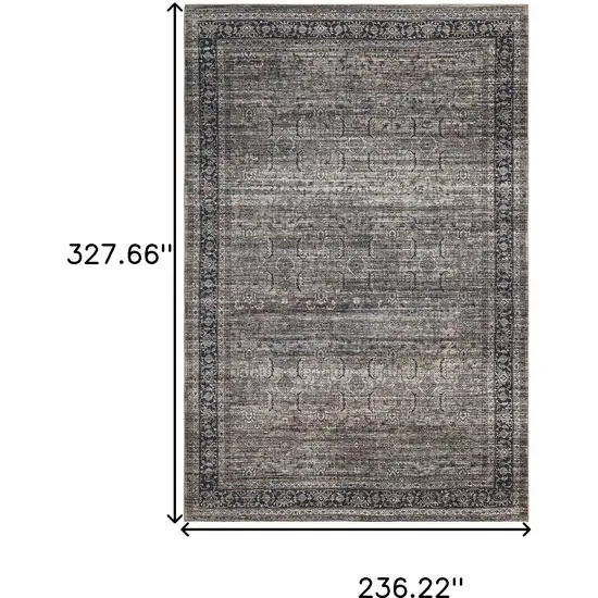 Gray and Ivory Oriental Power Loom Distressed Washable Area Rug Photo 3