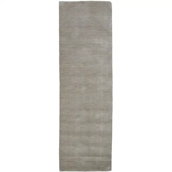 Gray and Ivory Shag Hand Woven Runner Rug Photo 2