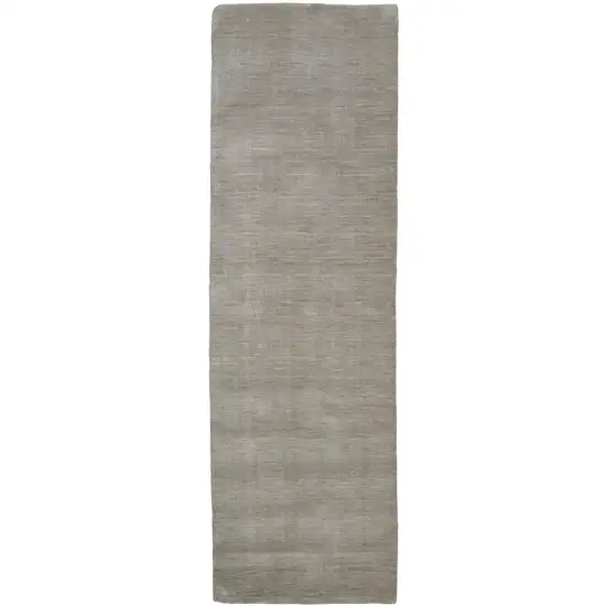 Gray and Ivory Shag Hand Woven Runner Rug Photo 4