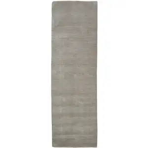 Photo of Gray and Ivory Shag Hand Woven Runner Rug