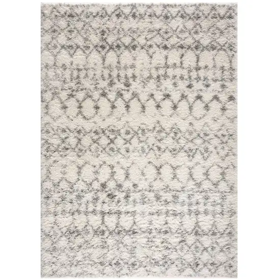 Gray and Ivory Southwestern Shag Power Loom Area Rug Photo 2