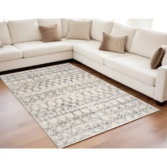 Gray and Ivory Southwestern Shag Power Loom Area Rug Photo 1