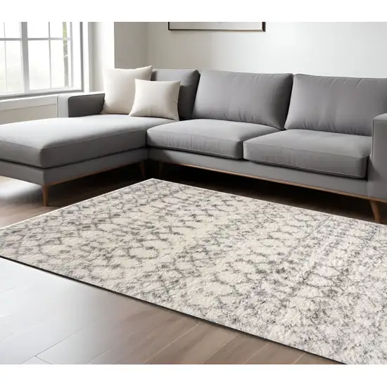 Gray and Ivory Southwestern Shag Power Loom Area Rug Photo 3