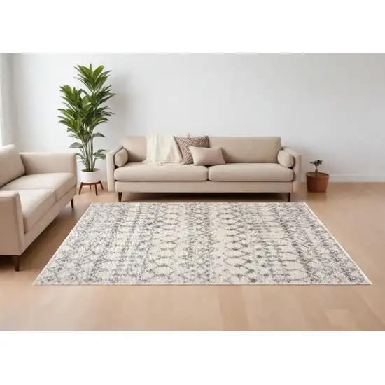 Gray and Ivory Southwestern Shag Power Loom Area Rug Photo 1