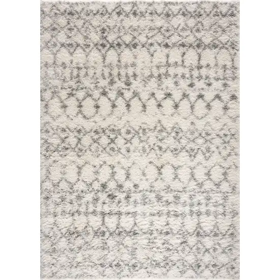 Gray and Ivory Southwestern Shag Power Loom Area Rug Photo 2