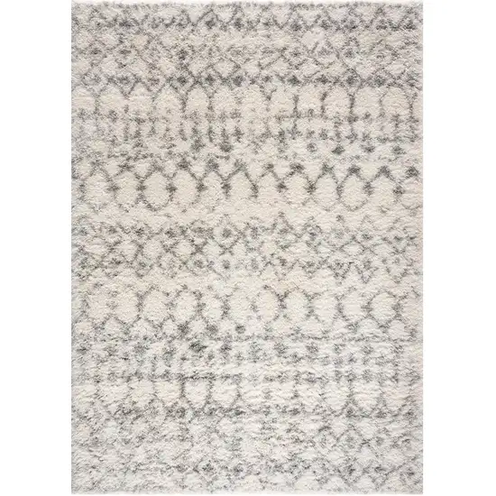 Gray and Ivory Southwestern Shag Power Loom Distressed Area Rug Photo 1