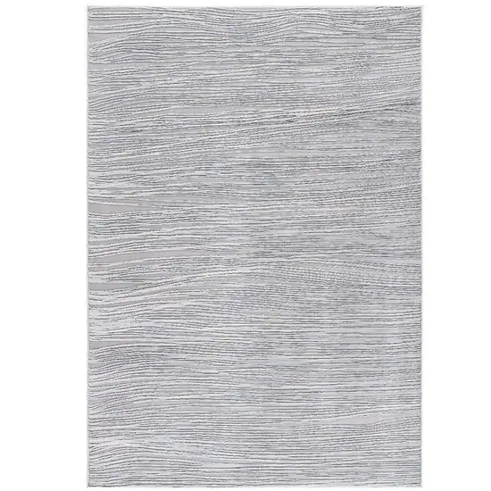 Gray and Ivory Striped Power Loom Area Rug Photo 2