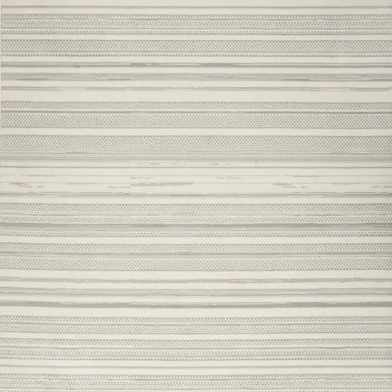 Gray and Ivory Striped Power Loom Area Rug Photo 5