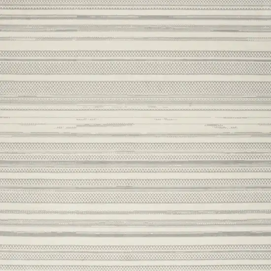 Gray and Ivory Striped Power Loom Area Rug Photo 4