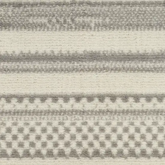 Gray and Ivory Striped Power Loom Area Rug Photo 8