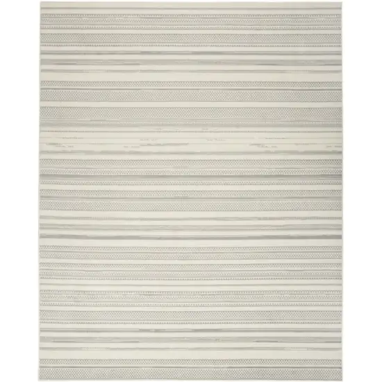 Gray and Ivory Striped Power Loom Area Rug Photo 2