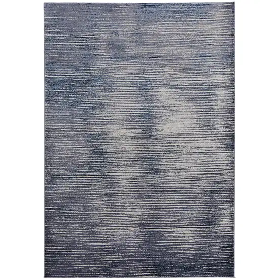 Gray and Ivory Striped Power Loom Distressed Area Rug Photo 4