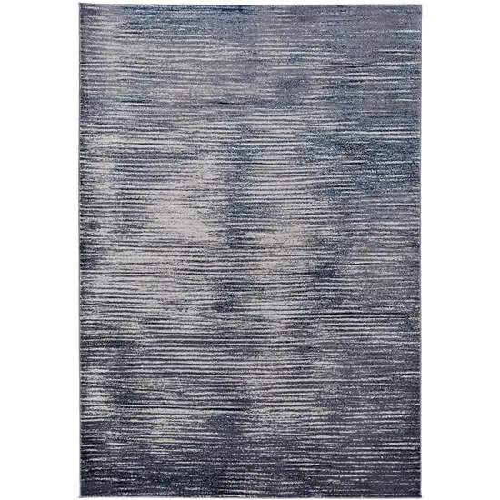 Gray and Ivory Striped Power Loom Distressed Area Rug Photo 2