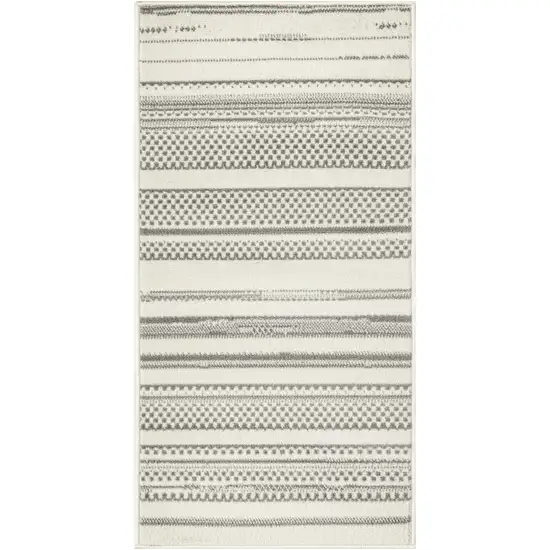 Gray and Ivory Striped Power Loom Distressed Area Rug Photo 2