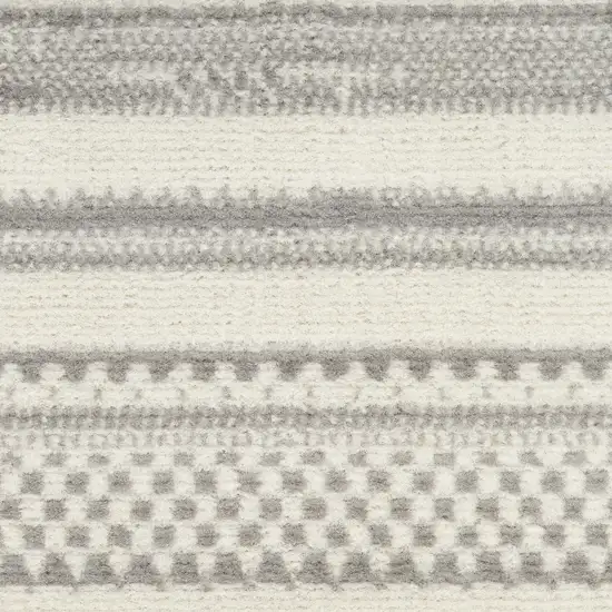 Gray and Ivory Striped Power Loom Distressed Area Rug Photo 7