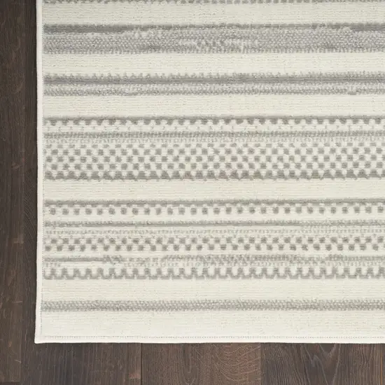 Gray and Ivory Striped Power Loom Distressed Area Rug Photo 6