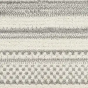 Photo of Gray and Ivory Striped Power Loom Distressed Runner Rug