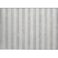 Photo of Gray and Ivory Striped Washable Non Skid Indoor Outdoor Area Rug