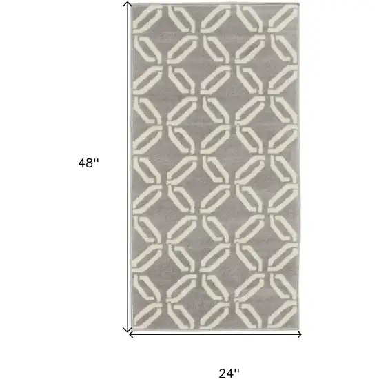 Gray and Ivory Trellis Area Rug Photo 3