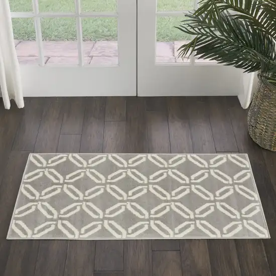 Gray and Ivory Trellis Area Rug Photo 9