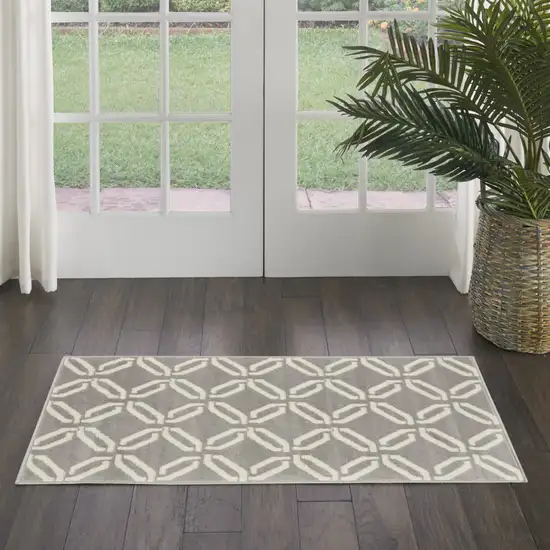 Gray and Ivory Trellis Area Rug Photo 8