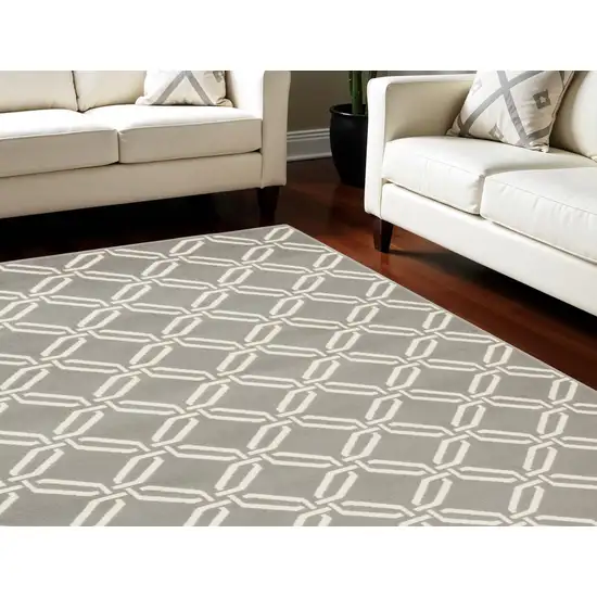 Gray and Ivory Trellis Area Rug Photo 1