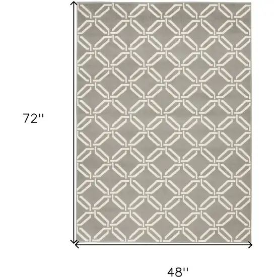 Gray and Ivory Trellis Area Rug Photo 3