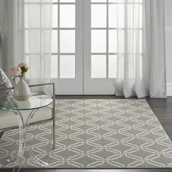 Gray and Ivory Trellis Area Rug Photo 9