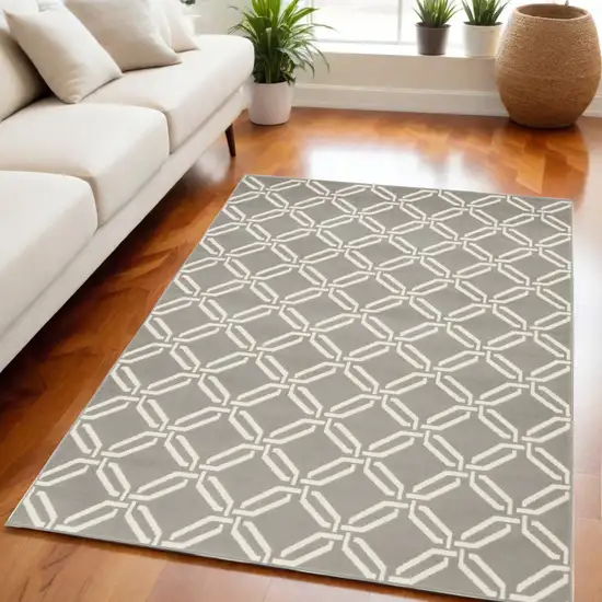 Gray and Ivory Trellis Non Skid Area Rug Photo 1