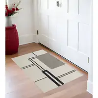 Photo of Gray and Ivory Wool Abstract Geometric Hand Tufted Area Rug