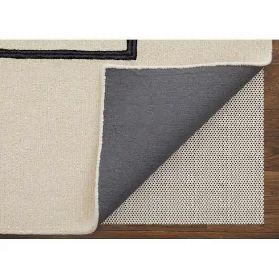 Gray and Ivory Wool Abstract Geometric Hand Tufted Area Rug Photo 5