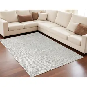 Photo of Gray and Ivory Wool Checkered Hand Tufted Area Rug