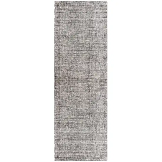 Gray and Ivory Wool Checkered Hand Tufted Runner Rug Photo 2