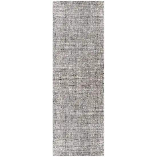 Gray and Ivory Wool Checkered Hand Tufted Runner Rug Photo 5